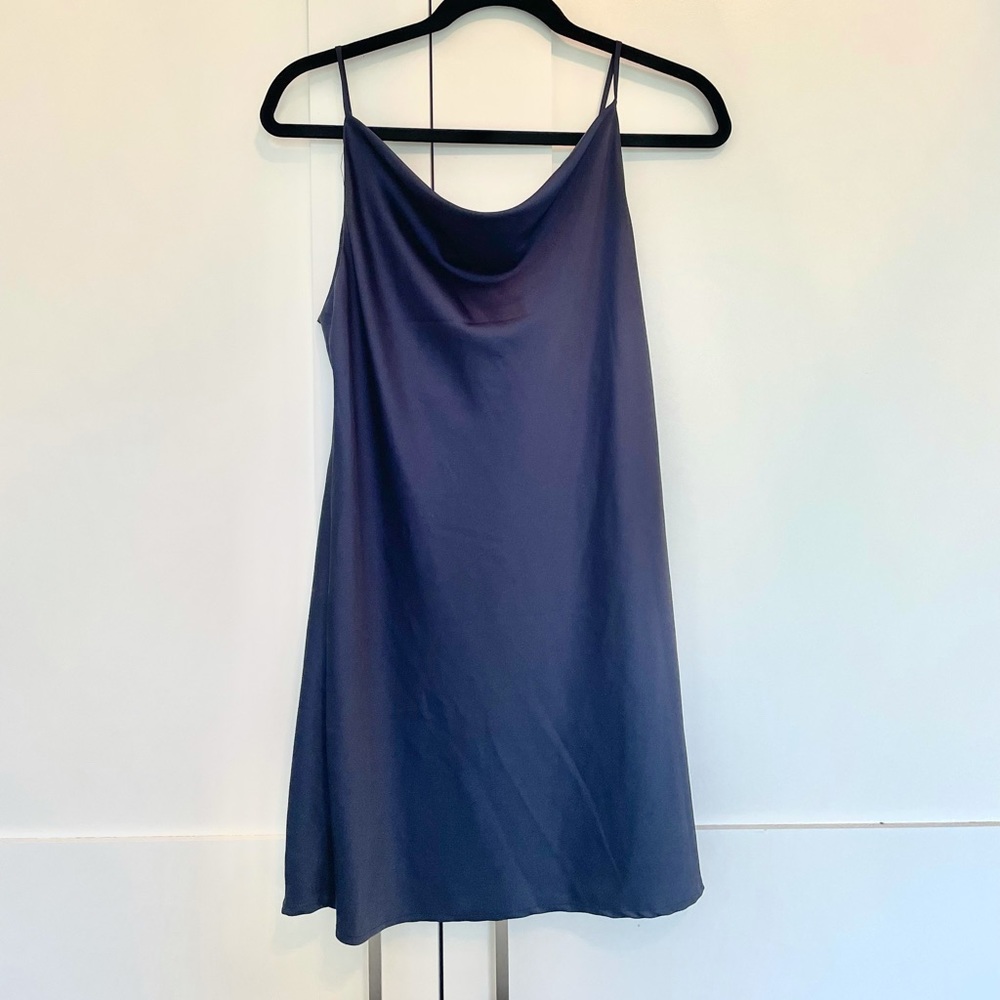 Fashion nova navy cowl neck dress small